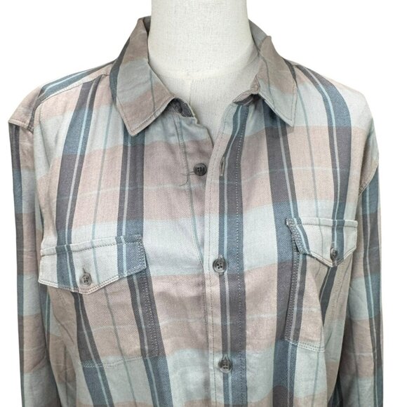 Paige Plaid Button-Up Shirt NWT Size M – Soft Cotton Blend, Relaxed Fit - Picture 4 of 6